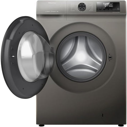 Hisense 8KG Front Loading Washing Machine 1200 RPM,With Pause & Add, Drum Clean, Colour Titanium Gray, Inverter model WFSQ8012VMT -1 year Full Warranty