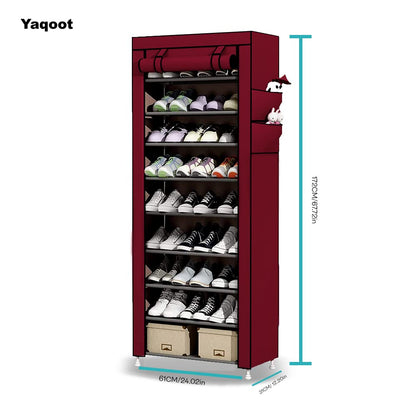 YAQOOT™ 10 Tiers Shoe Rack Storage Box for 27 Pairs, Foldable Shoe Rack, Foldable Shoes Organizer Cover, Shoe Cover Rack, Portable Shoe Storage Cabinet 158cm X 60cm X 30cm