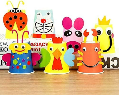 Mumoo Bear Toddler Paper Craft Art Kit Diy Handmade Paper Cups 12Pcs Preschool Crafts For Kids Boys Girls, Toy