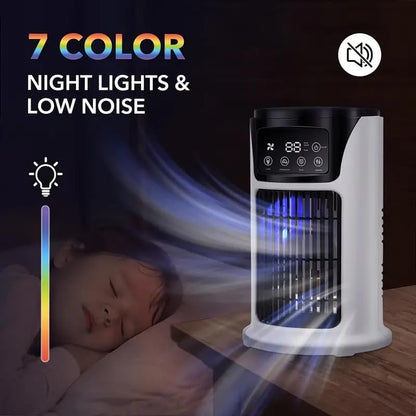 NEX.AI Air Conditioner Humidifier Atmosphere Lamp Fan USB Cooler Air Conditioner, 3-in-1 Function, Essential Cooler For Office And Home Use, USB Portable Air Conditioner USB Fan