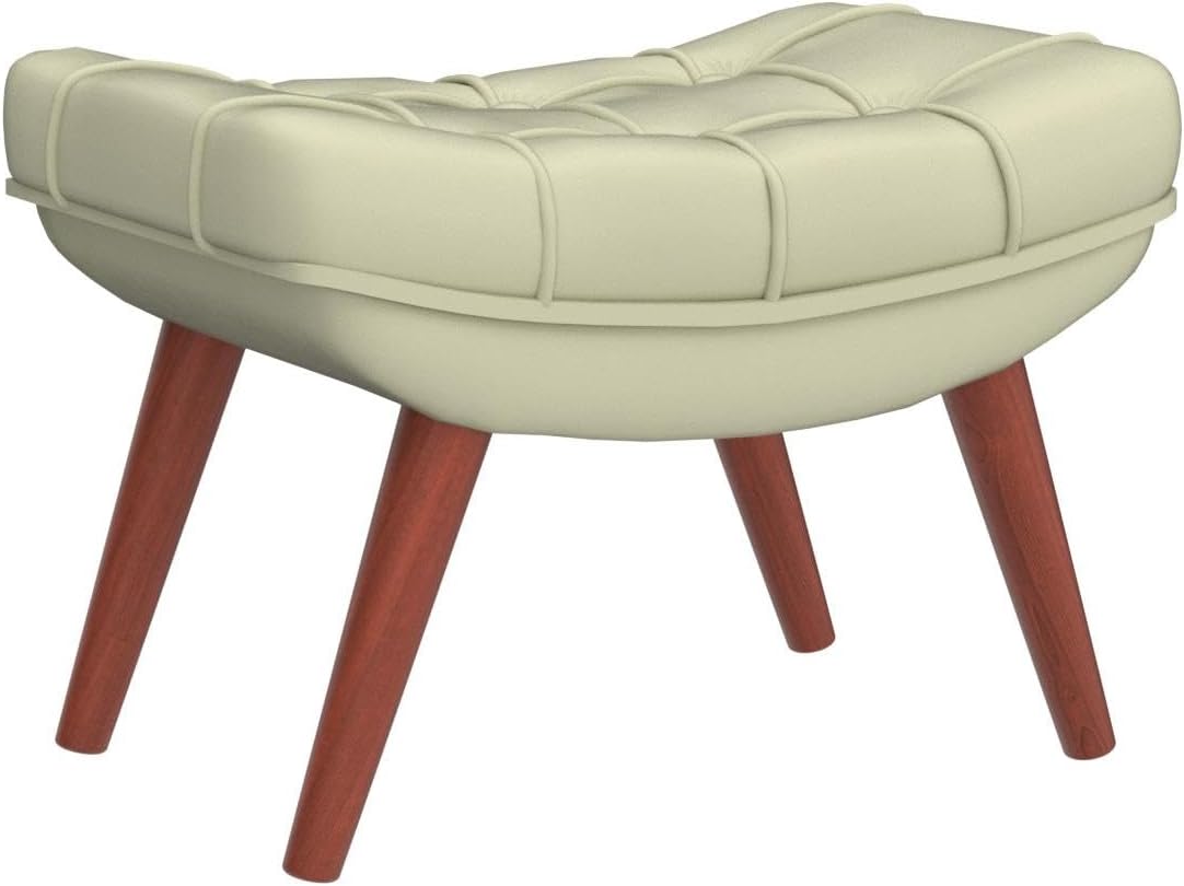 Wooden Twist Stool for Living Room Soft Fabric Comfortable Cushion Ottoman Footrest Stool (Beige)