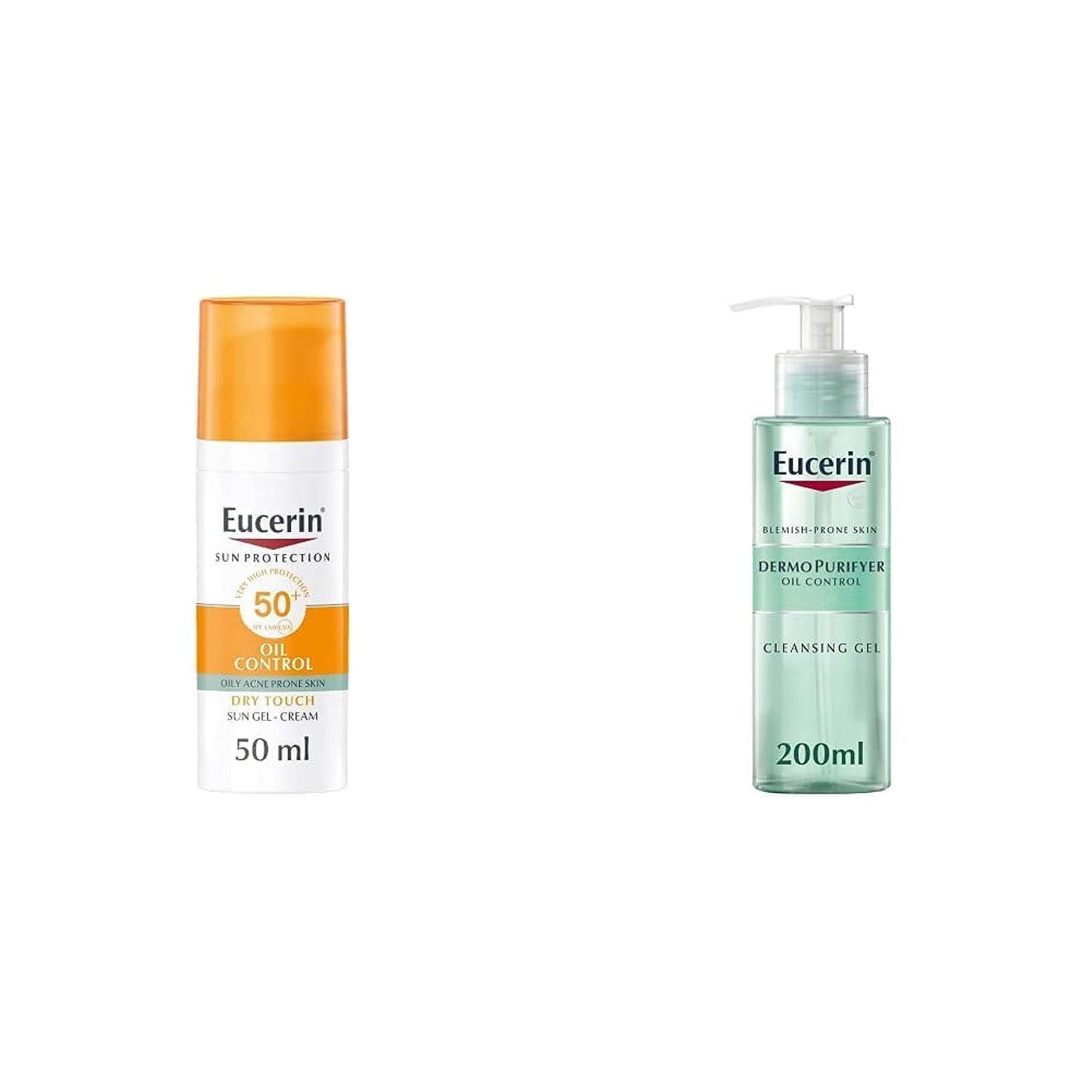 Eucerin Face Sunscreen Oil Control Gel-Cream Dry Touch, High UVA/UVB Protection, SPF 50+, Light Texture Sun Protection, Suitable Under Make-Up, for Oily acne prone skin, 50ml