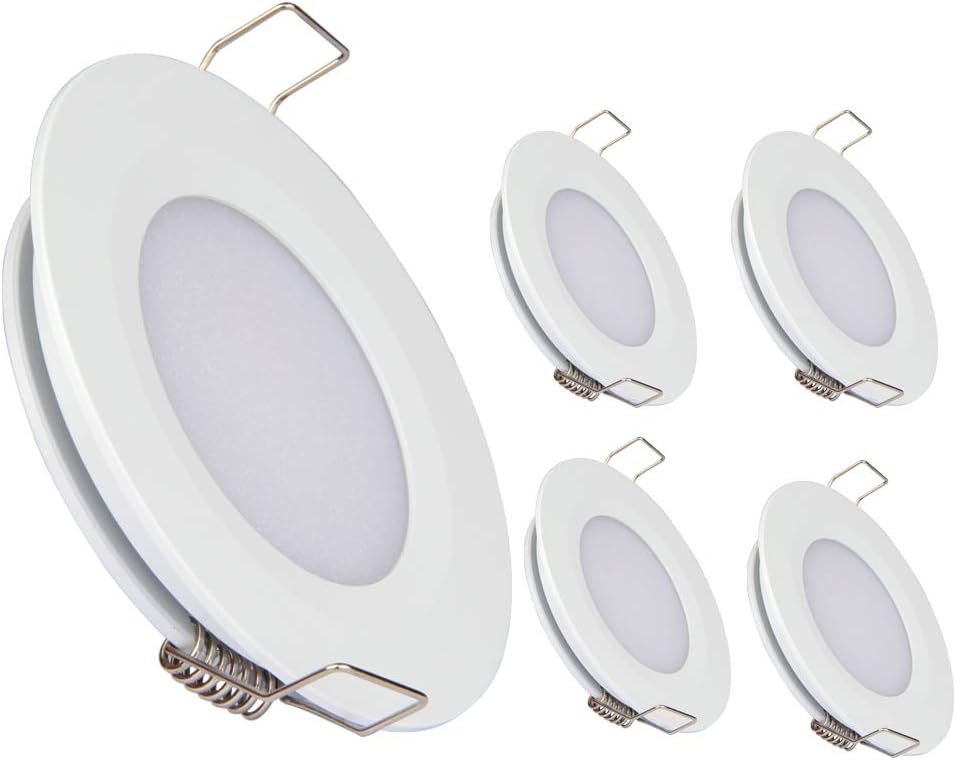 acegoo RV Boat Recessed Ceiling Light 4 Pack Super Slim LED Panel Light DC 12V 3W Full Aluminum Downlights, Cool White (White)