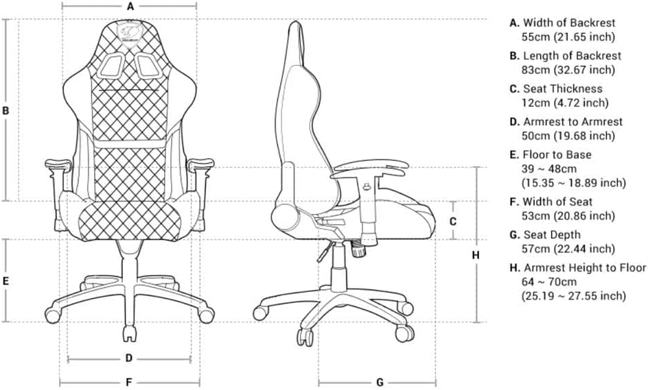 Cougar Gaming Chair Armor One, Steel-Frame, Breathable Pvc Leather, 180° Recliner System, 120Kg Weight Capacity, 2D Adjustable Arm-Rest, Steel 5-Star Base