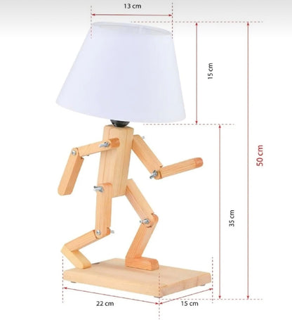 Hand-made Adjustable Robot Shape Desk Lamp, Kids Bedroom Light, Nordic Design, Wooden Materials, Bulb not Included