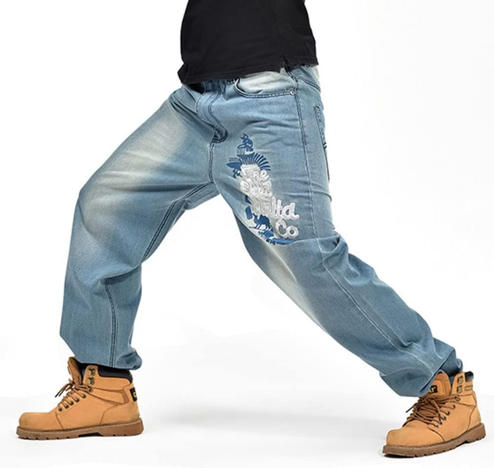 LUOBANIU Men's Vintage Hip Hop Style Baggy Jeans Denim Loose Fit Dance Skateboard Pants