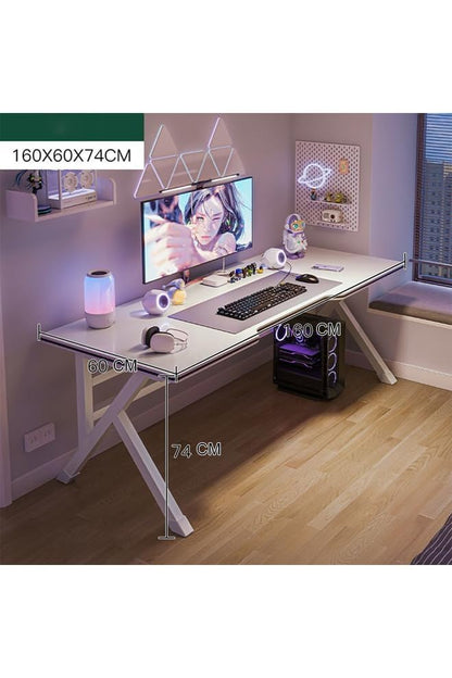 NKX K-Shaped Sturdy Computer Desk And Gaming Table Workstation Home Office Desk 160 CM - White