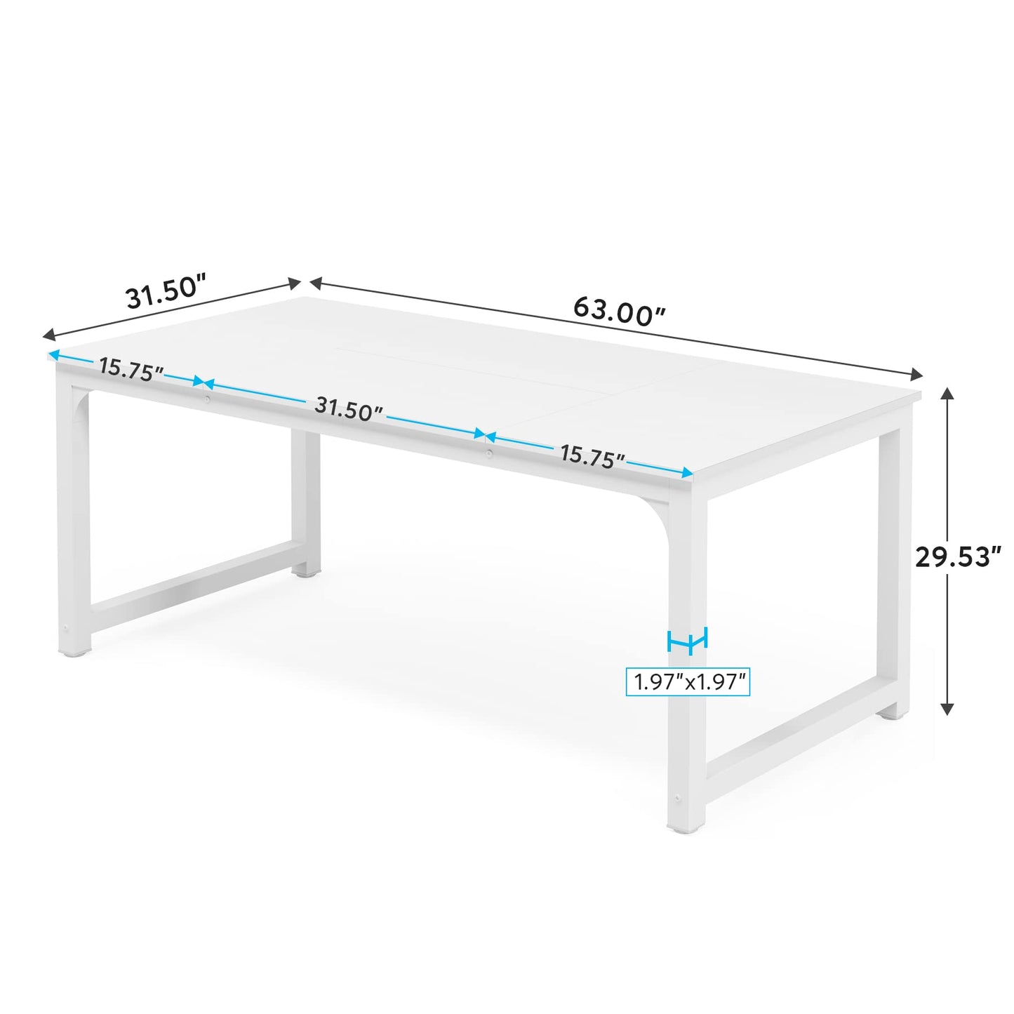 Tribesigns Computer Desk, Large Office Desk Computer Table Study Writing Desk for Home Office, Walnut + Black Leg, 63 X 23.6 inch