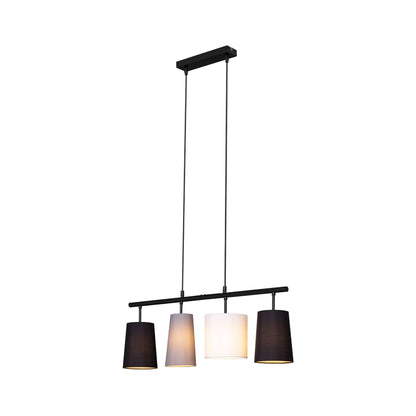 BRILONER - Pendant light with fabric shade, E27 socket, max. 40 watts, hanging lamp for dining table, dining room lamp, living room lamp, kitchen lamp, 74x120 cm, gray, white, black