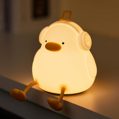 TERRIFI LED Happy Duck Night Light for Kids, 3 Level Dimmable Nursery Nightlight, Kawaii Silicone Squishy Light Up Duck Nursery Lamp, Bedside Touch Lamp Creative Gifts for Boys Girls Room Decor