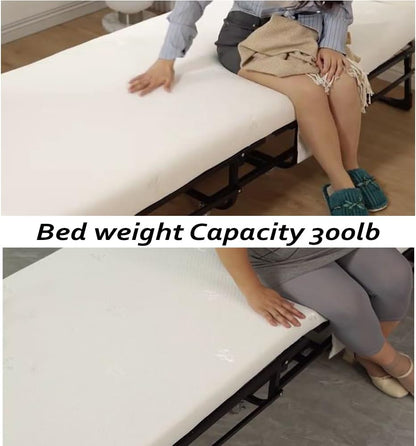 Affordable Folding Bed with Mattress, Foldable Guest Bed. Comfort and Convenience, great value ,Easy to Store Rollaway Bed with Fold-up Metal Frame for Study, Bedroom, Living Room, Office 190*79*40cm