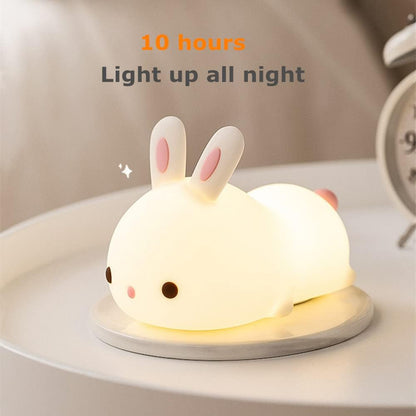 Dimanito Cute Kids Night Light Night Lamp Night Lights for Kids Bedroom Toddler Baby Portable Silicone Battery Led Nightlight Nursery (Cute Bunny)