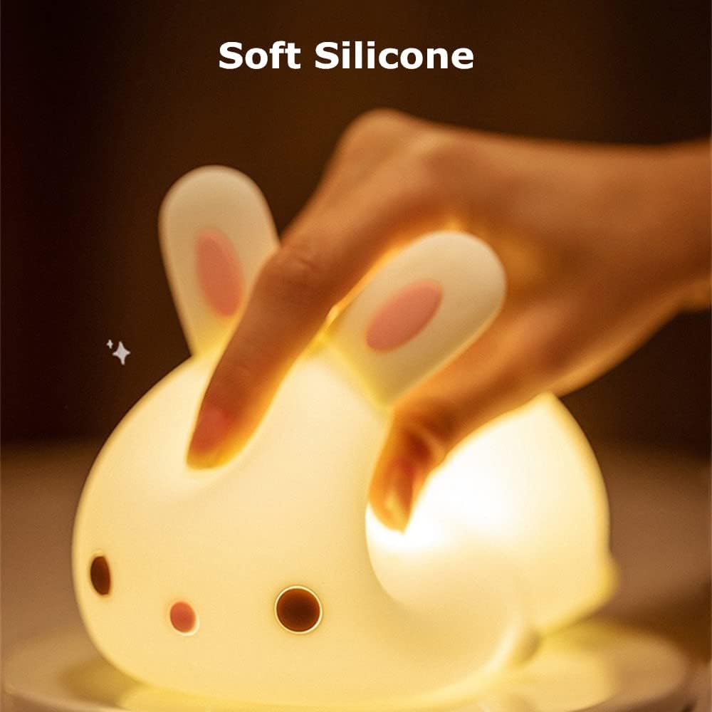 Dimanito Cute Kids Night Light Night Lamp Night Lights for Kids Bedroom Toddler Baby Portable Silicone Battery Led Nightlight Nursery (Cute Bunny)