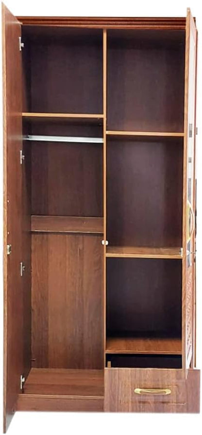 Furniture4Us 2 Door Wooden Wardrobe,Cabinet,Cupboard Of Engineered Wood With One drawer Drawer Perfect Modern Stylish Heavy Duty Color Cherry