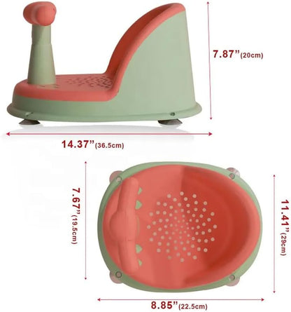 Premify Baby Bath Seat Portable Newborn Baby Bathtub Seat with Backrest & Suction Cups for Stability, Infant Bath Seat For 6-24 Months (Orange & Green)