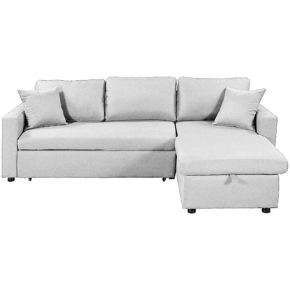 Karnak Diwan Sofa Cum Bed With Cushions L-Shaped Storage Space | Convertible Living Room Furniture (Grey)