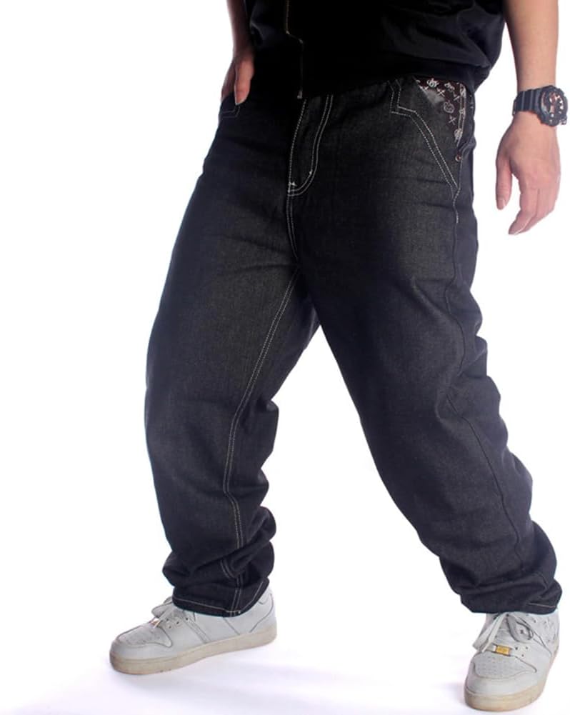 Ruiatoo Men's Classic Baggy Jeans Daily Loose Denim Jeans Hip Hop Dance Jogging Long Casual Pants