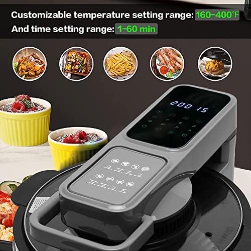 8 Liter Air Fryer Timer & Temperature Controls,8 Touch Screen Preset with Digital LCD Touch Screen，with Glass Lid, Dishwasher Safe and Non-stick Basket, Oil-Less Healthy Cooker (Grey-D)