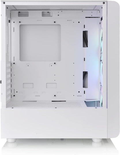 Thermaltake S200 TG ARGB Snow ATX Tempered Glass Mid Tower Gaming Computer Chassis, Mesh Front Panel, Built-in PSU Cover, Three 120mm ARGB Lite Front Fans Pre-Installed - White