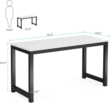 Tribesigns Computer Desk, Large Office Desk Computer Table Study Writing Desk for Home Office, Walnut + Black Leg, 63 X 23.6 inch