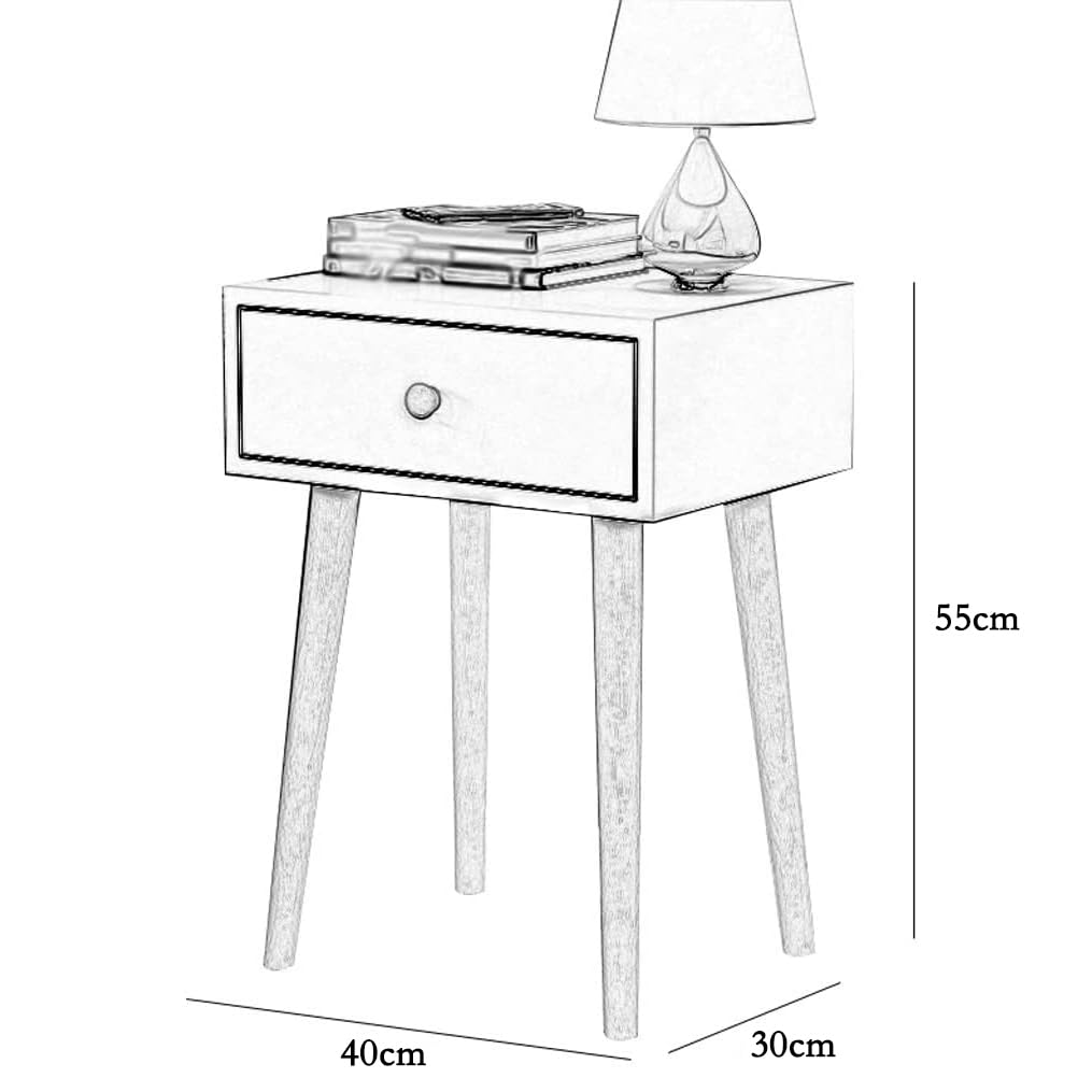 HYTTER Morden Wood Nightstand Night Side Table with Drawers, Small Bedroom Bedside Table Accent Table, White Bedside Cabinet Night Stands for Bedroom (1 Pcs, Single Drawer)