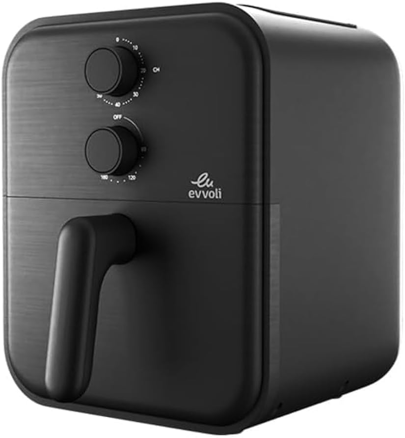 evvoli Air Fryer 3.8 Liters with Timer Temperature Adjustable Control and 8 Preset Programs 1600W, EVKA-AF3801B Black