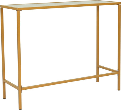 RIGID Console Table | Corner End Table with Stainless Steel Frame and Glass Top for Living Room, Office