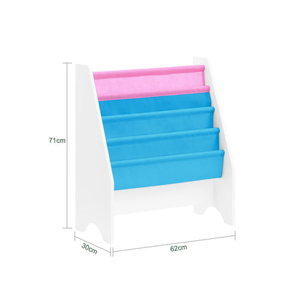 Haotian (UAE STOCK)SoBuy FRG225-W Children Kids Bookcase Book Shelf Sling Storage Rack Organizer Display Holder