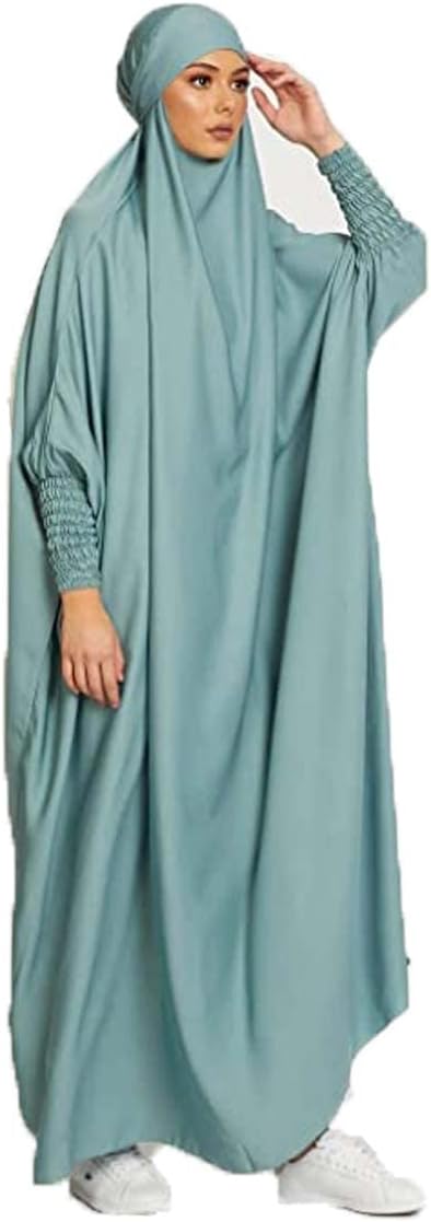 BOJON Women's Muslim One Piece Prayer Dress for Women Abaya Dress Islamic Middle East Dubai Turkey Maxi Abaya Kaftan with Hijab Dress Full Length