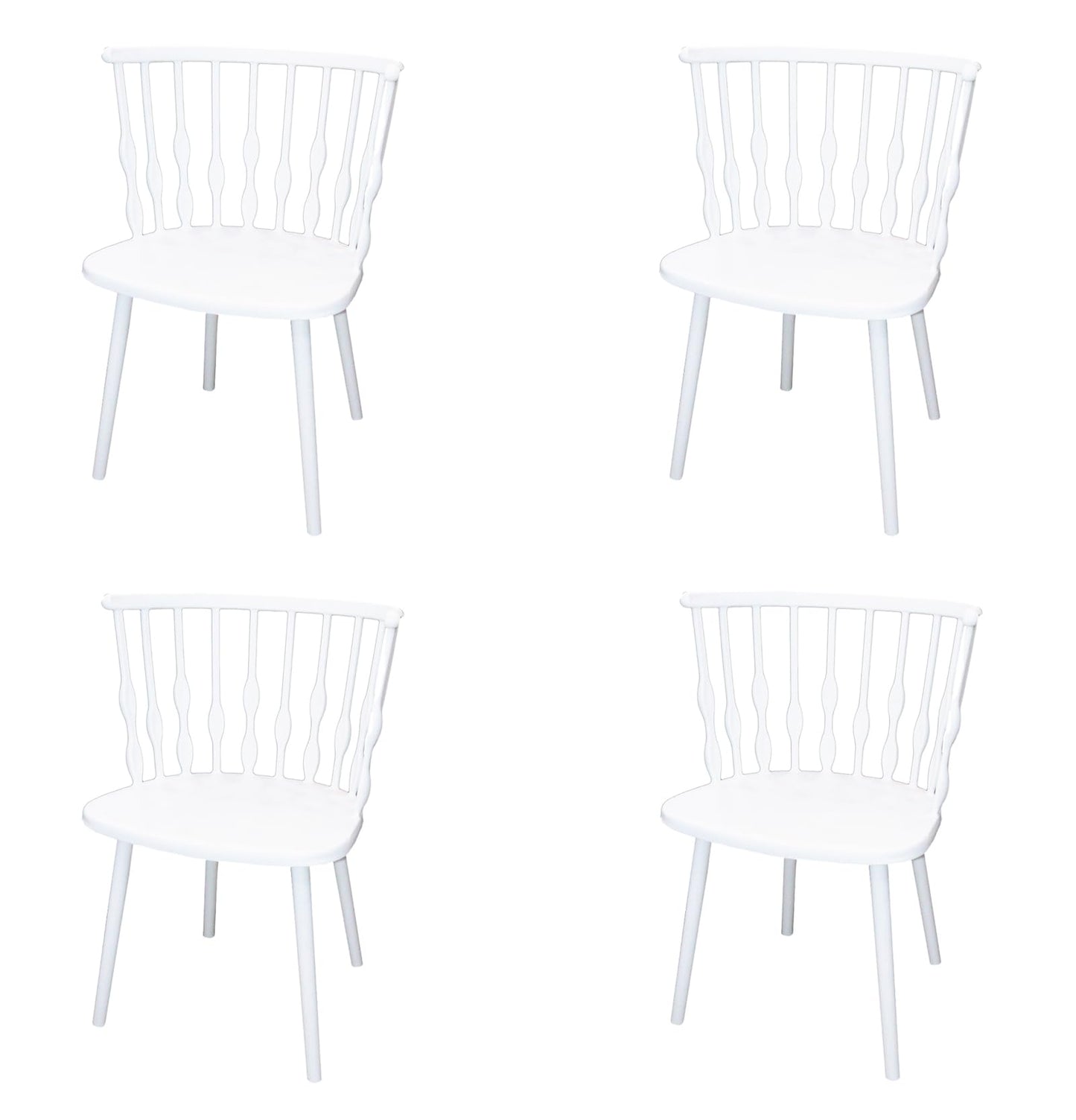 Dining Chair,Modern Minimalist PP Plastic Dining Chair,Nordic Fashion Comfortable Backrest Coffee Side Chair, for Office Lounge Dining Kitchen Bedroom (White,four chairs)