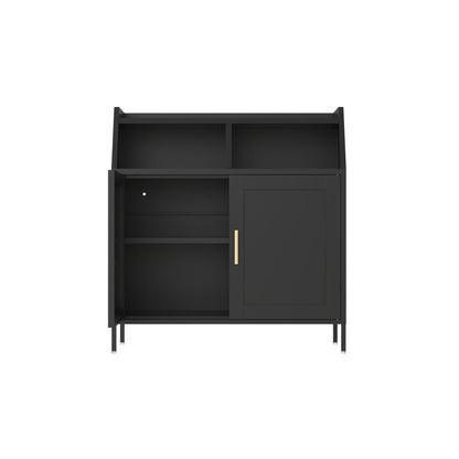 Fulvari Metal Kitchen Storage Cabinet with Adjustable Shelves,Sideboard Buffet Cabinet,Coffee Bar Cabinet with 2 Doors,Cupboard Console Table for Kitchen Living Dining Room Hallway Black