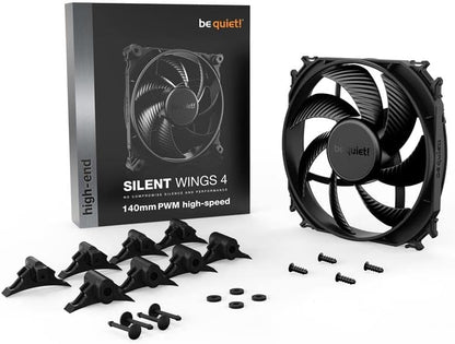 Be Quiet! BL097 Silent Wings 4 140mm PWM high-Speed, 1900 RPM, Premium Cooling Fan, 4-Pin - Black