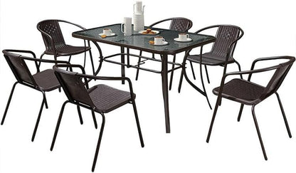 Vital Garden Dining Set 3 Piece (2 Chair and 1 Table) Outdoor Furniture Patio Dining Table and Chair Balcony Dinner Table Dinner Chair Poly Rattan Anthracite & Grey (‎VI-DNS-01)