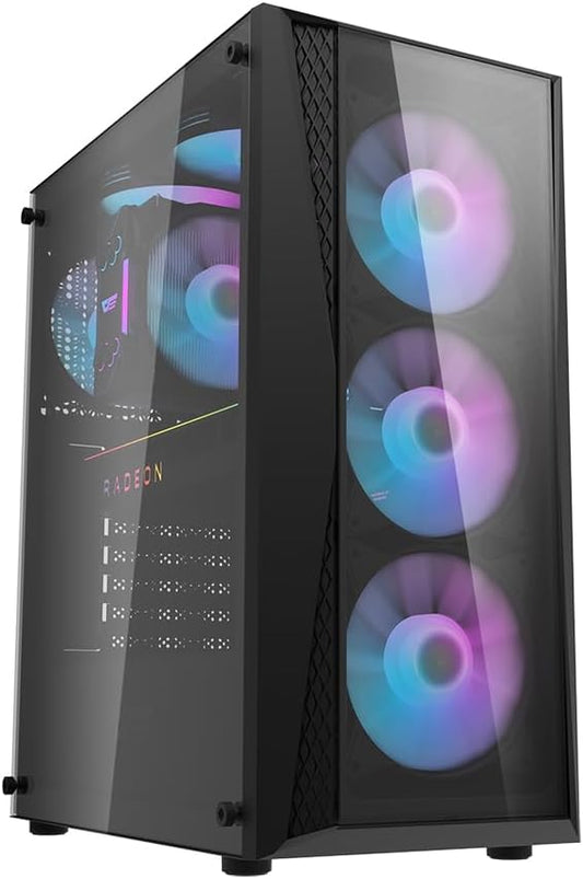 Darkflash DK352 PLUS Luxury ATX/MATX/ITX Gaming PC Case With Transparent Glass Front Panel, USB 3.0, 4 120MM Pre-Installed ARGB Fans, Computer Case Support 360mm Radiator, Easy To Expand