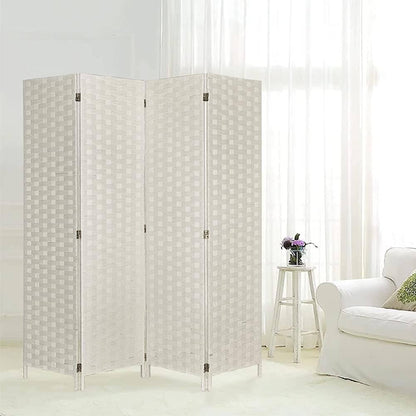 MOMENT Foldable Movable Stretch Room Divider, [200 x 180cm] Fully Hand-woven Entrance Partition, Suitable for Office, Bedroom, Living Room, Hotel Room Wall,[ Color : White]