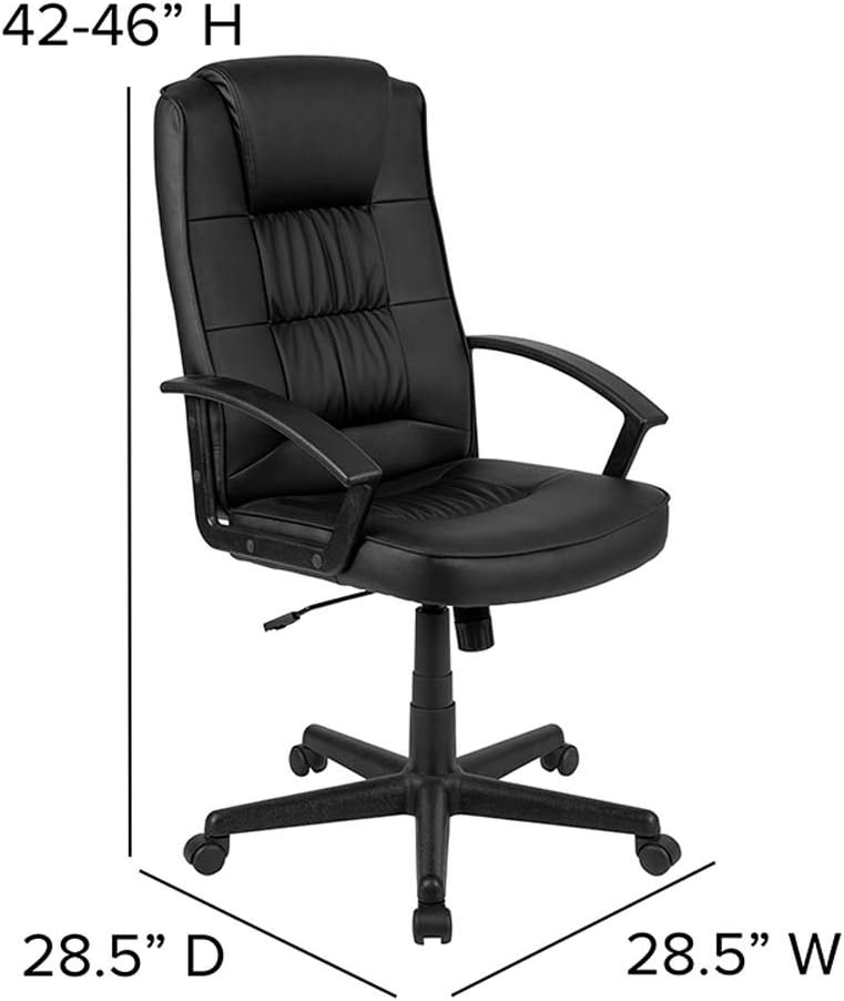 Flash Furniture Biscayne Flash Fundamentals High Back Black LeatherSoft-Padded Task Office Chair with Arms