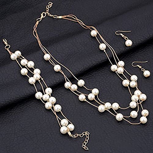 Shining Diva Fashion Pearl Jewellery Set for Women (White) (sd8431s)