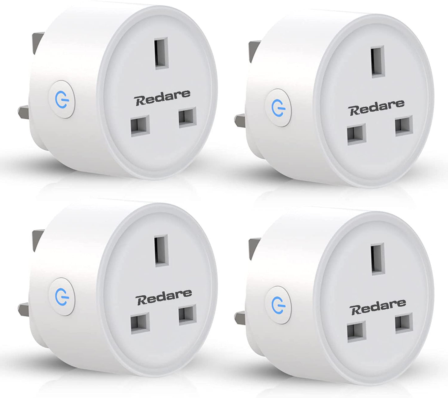 Redare Smart Plug,WiFi Plugs Alexa,16A Mini Outlet Compatible with Alexa and Google Home, Mini Socket with Remote & Voice Control with Electricity Statistics Timer Function, No Hub Required(4 pack)