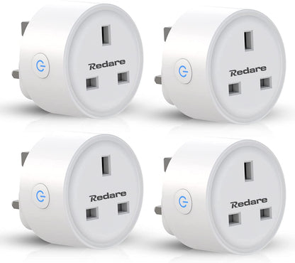 Redare Smart Plug,WiFi Plugs Alexa,16A Mini Outlet Compatible with Alexa and Google Home, Mini Socket with Remote & Voice Control with Electricity Statistics Timer Function, No Hub Required(4 pack)