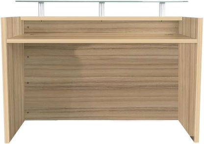 Mahmayi REC-2 Designer Reception Desk For Office Space, Front Office Desk (White-Coco Bolo)