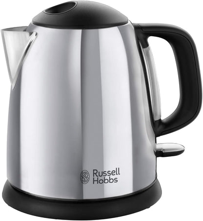 Russell Hobbs Victory Compact Electric Kettle 1L Capacity 2400W, Rapid Boil, Perfect Pour Spout, Quiet Boil, Stainless Steel, Removable Filter, Perfect for Home & Office use - 24990 (Silver)