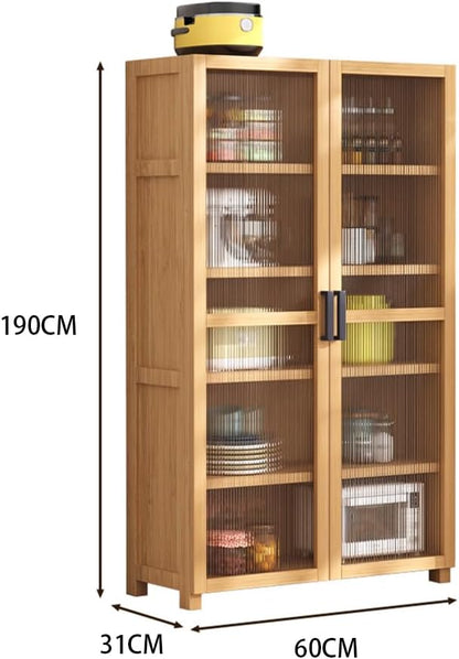 MUMOO BEAR Simple Book Shelf Living Room Bookcase Multi-layer Storage Rack Floor Standing Storage Cabinet with Clear Door for Kitchen Dining Room Living Room Entryway Hallway (190 * 30cm)