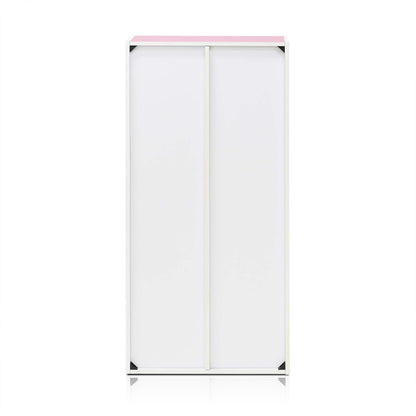 Furinno 5-Tier Reversible Color Open Shelf Bookcase, White/Pink 11055WH/PI