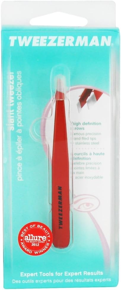 Tweezerman Stainless Steel Slant Tweezer - Eyebrow Tweezers for Women and Men (Neon Pink)