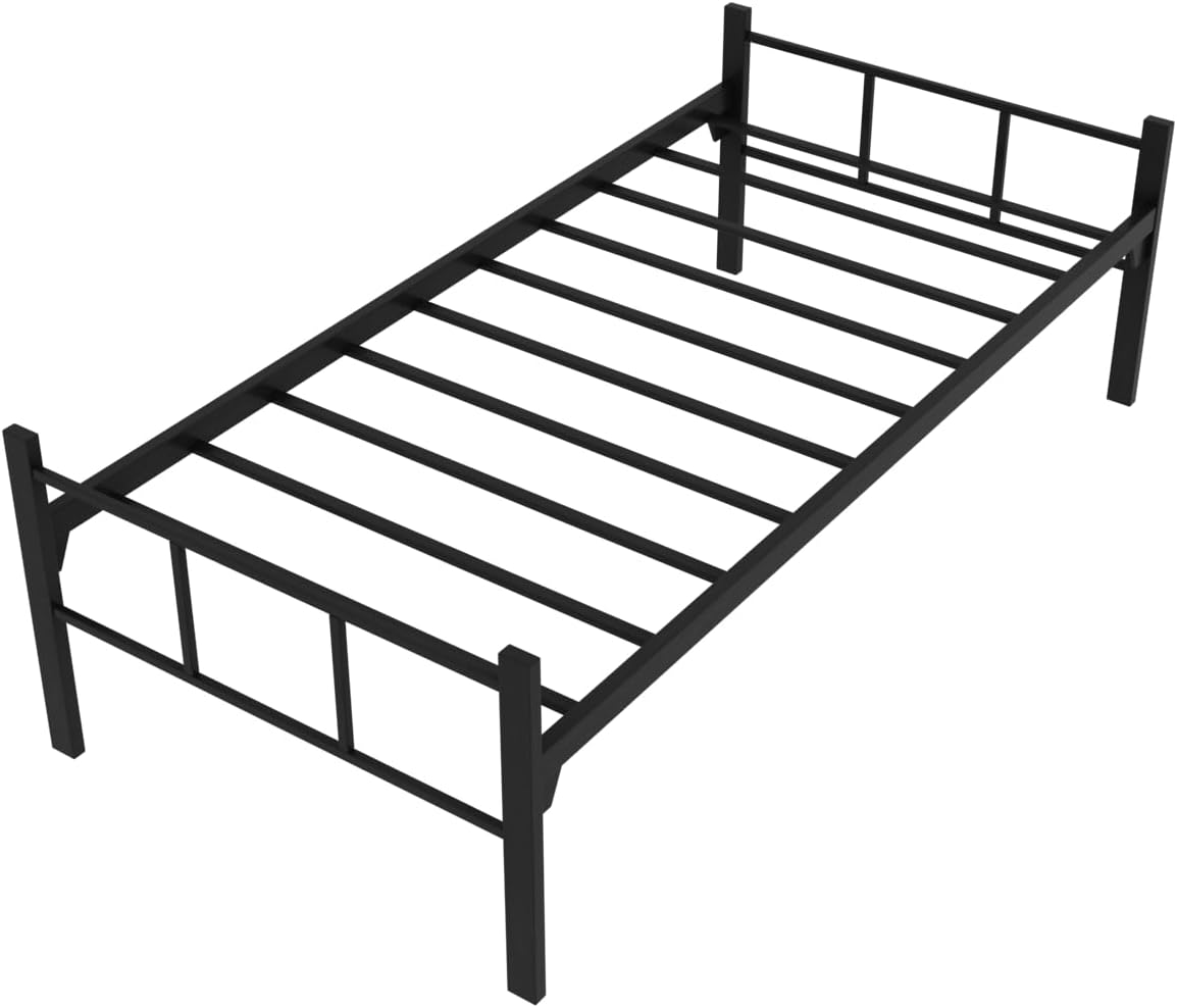 RIGID Steel Bed With Heavy Duty Metal Platform (Single Bed, Black)