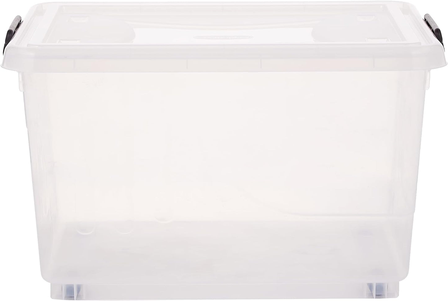 Cosmoplast 55L Clear Plastic Storage Box with Wheels & Lockable Lid Set of 6