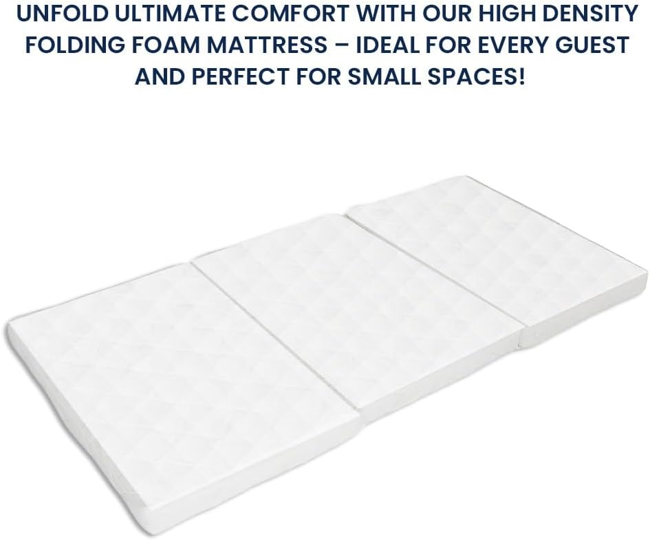 INFINI HOMES Single High Density Foam White Folding Mattress (90W X 180L X 7H)