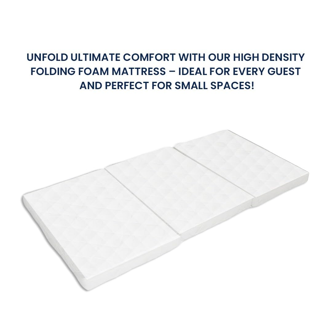 INFINI HOMES Single High Density Foam White Folding Mattress (90W X 180L X 7H)