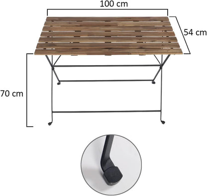 YATAI 3Pcs Patio Bistro Set - Folding Outdoor Wood Chair And Table Set Metal Folding Dining Table Set For Garden Furniture Balcony and Outdoor Area use Office Decor Set (Set)