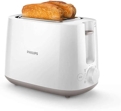 Philips Daily Toaster Hd2581/01, Cool Wall, 800W, Removable Crumb Tray, Defrost & Reheat Settings, Cancel Button. - 2 s - Uae Version"Min 1 year manufacturer warranty"